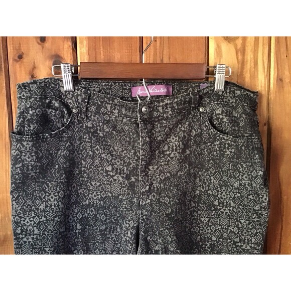 Gloria Vanderbilt Amanda Gray Stretch Jeans Sz 16P Geometric Print 5 Pockets Vtg - Picture 2 of 9